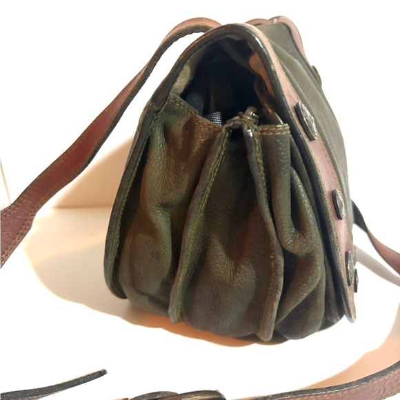 Fossil green brown and Green distressed Leather crossbody Bag - Picture 7 of 13